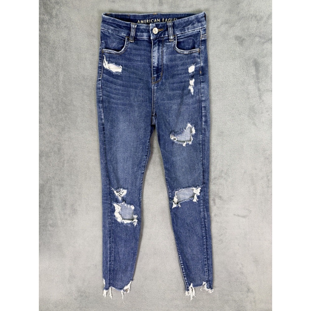 American Eagle Jeans Womens 0 Long Blue Curvy Super High Rise‎ Jegging Crop